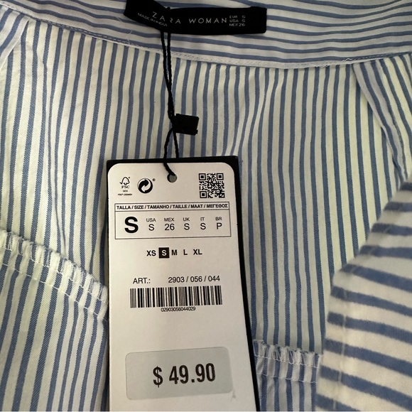 NWT Zara Embroidered Floral Striped Ruffle Tiered Tie Waist Mini Skirt Size Sm - Picture 6 of 10